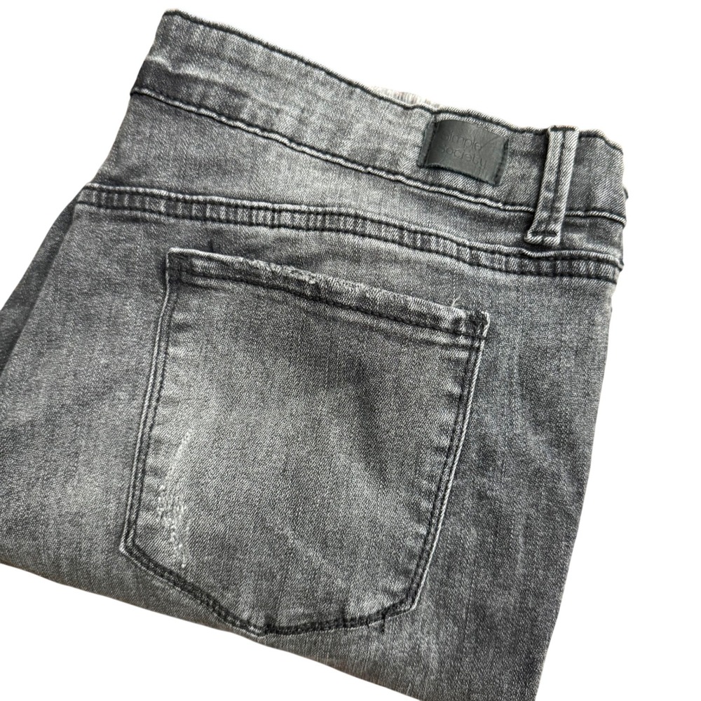 Simple Society Womens‎ Jeans Gray Distressed Skinny Leg Size 17 33